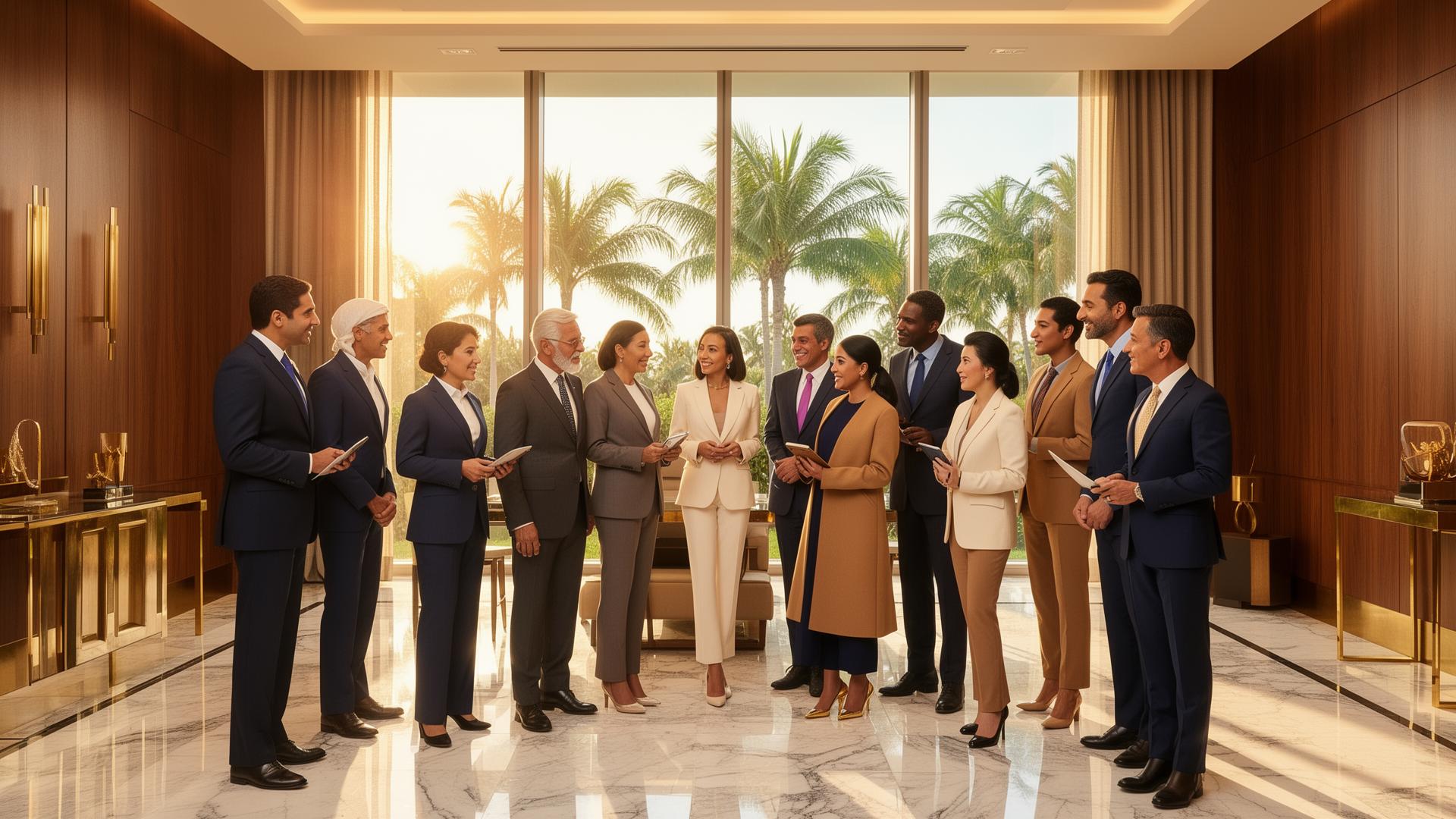 Multicultural team of PF Consulting Firm professionals collaborating in a sunlit Boca Raton office